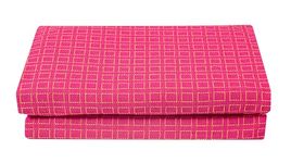 RANGBHAR Handloom Cotton Single Bedsheet Without Pillow Covers, Woven Checkered Bedcover, 60 x 90 inch, Pink Box