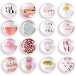 Cosylove Pack of 16 Fridge Magnets, Crystal Glass Fridge Magnets for Office Cabinets, Whiteboards, Photos, Beautiful Decorative Magnets for Home Decorating (Rose Gold)