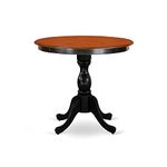 East West Furniture Eden 3 Piece Kitchen Set Contains a Round Room Table with Pedestal and 2 Shitake Linen Fabric Parson Dining Chairs, 30x30 Inch, ESAB3-BCH-06