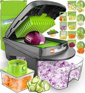 Mueller Pro-Series All-in-One, 12 Blade Vegetable Chopper, Mandoline Slicer for Kitchen, Vegetable Slicer and Spiralizer, Cutter, Dicer, Food Chopper, Grater, Kitchen Gadgets Sets with Container