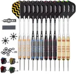 Turnart Darts Metal Tip Set - Steel Tip Darts Darts Set Professional Metal Darts Dart Board Set 12 Pcs 24 Gram 20 O-Rings Aluminum Darts Shafts 24 Extra Flights Darts Tool (Golden)