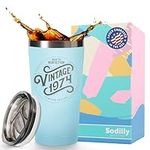 50th Birthday Gifts for Women Men - 1974 Vintage 16 oz Seaside Coffee Tumbler - 50th Birthday Decorations for Women - Birthday Gifts 50 Year Old Women Mom - 50th Birthday Idea Presents for Woman