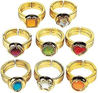 Fun Express Plastic Gem Rings Play Jewelry - Bulk set of 144 - Costume Props
