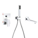 DEOLER Wall Mounted Bathtub Faucet with Handheld Shower, Solid Brass 180°Swivel Tub Faucet with Handheld Sprayer High Flow Bathtub Faucet Set with cUPC Certified Wall Mount Tub Filler, Chrome
