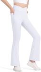 Witwot Girls Flare Leggings High Waisted Kids Yoga Athletic Pants White 11-12 Years