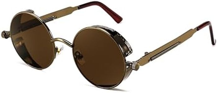 FEISEDY Retro Gothic Steampunk Sunglasses Round Metal Frame Punk Circle Inspired Shade Men B1857