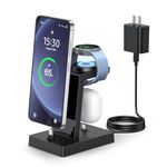 NANAMI USB C Fast Charging Station for Samsung Phone Watch Earbuds, 3 in 1 Charger for Galaxy Watch Ultra/7/6/5, Phone Charger Stand for S26/S25/S24/S23+, for iPhone 17/16/15 Pro Max(with 30W Adapter)