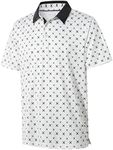 Mens Golf Shirts Print Dry Fit Moisture Wicking Casual Short Sleeve Derss Polo Shirt for Men, Crossed Geometric, Medium