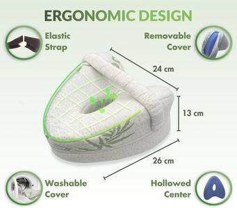 MillyBeas Orthopaedic Memory Foam Knee Pillow – Side Sleeper, Bamboo Cover