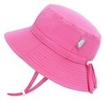 Jan & Jul Toddler Girl Beach Sun-Hat with Adjustable Strap (L: 2-5T, Watermelon Pink)