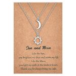 MANVEN 2PS Sun and Moon Necklace Best Friend Gift Matching Friendship Mother and Daughter Gift Adjustable Nacklaces for Women Girls Couple Sister Girlfriend Friend Bff Teen Idea Birthday Gift