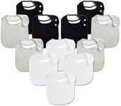 Organic Cotton Baby Bibs - Neutral Design, Ultra-Soft and Absorbent, Side Snap for Easy Removal, Adjustable Sizes, Reusable, Ideal for Drooling, Teething, and Feeding,12-Pack