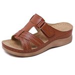 ZAPZEAL Women's Platform Flip Flop Open Post Toe Sandals, Brown EU 37 = 4 UK