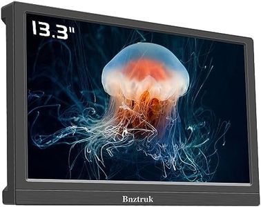 Bnztruk 13.3 Inch Portable Monitor with HDMI & VGA Port 1366x768 FHD TFT Screen Display for Raspberry Pi, Laptop, PC, MacBook, Xbox, PS3,PS4,60HZ,5ms, PC 16:9 External Display