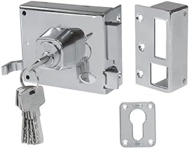 Amig - Cerradura de Sobreponer de Derecha con Palanca de Cierre, Lengüeta y Tirador para Puertas de Madera Mod. 73, 100 x 85 mm, Pestillo Con Cilindro Europerfil, Acero Plateado