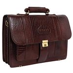 HYATT Leather Accessories Men's and Women's Briefcase (Brown)