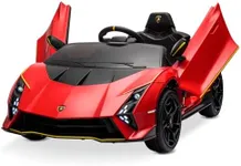 Kidzone12V On Car,Kids Licensed Lamborghini Autentica Limited Edition Electric VAR,Battery Powered Sports Car w/2 Speed, 4 Motors, Parent Control, Spring Suspension -Red