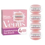 Gillette Venus ComfortGlide Spa Breeze Razor Blades Women, pack of 4 Razor Blade Refills, Lubrastrip with A Touch of Botanical Oils, 2 Flexible Gel Bars For A Comfortable Shave