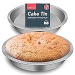 2pk 8 Inch Cake Tin | Durable Stainless Steel Round Cake Tins for Baking 8 Inch Round | 20cm Cake Tins for Home and Commercial Use | 8inch Cake Tin | Cake Baking Tins | Cake Pan