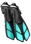 COZIA DESIGN Adjustable Swim Fins – Diving Fins, Travel Size Scuba Snorkel Fins for Snorkel Set Adult, Neoprene Water Socks Included with The Swimming Fins for Adults (Green - L/XL)