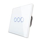 CNBINGO Touch Light Switch, White Triple Light Switch, Tempered Glass Panel with LED Backlight, No Neutral Wire Required, 3-Gang 1-Way, AC 240V 500W/Gang