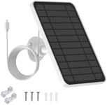 5V 5W Solar Panel for Eufycam 2C/ 2C Pro/ 2/2 Pro/ E20/ E40/ E, Micro USB and USB-C Port, IP67 Waterproof Solar Panel with 9.84 Charging Cable & Wall Mount, 1 Pack