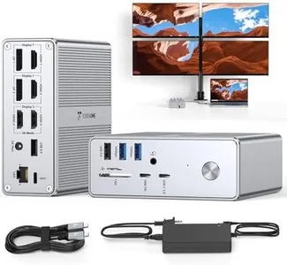 TobenONE Quad Monitor Docking Station with 4 HDMI, 18-in-1 DisplayLink Docking Station with 120W Charger, USB C Dock for Thunderbolt 4/3, USB-C Windows, MacBook(4 USB, 2 USB-C, Ethernet,SD/TF,Audio)