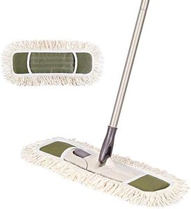 Eyliden Dust Mop with 2 Reusable Washable Pads - One Touch Replacement, Height Adjustable Handle, Wet & Dry Mops for Floor Cleaning, Hardwood, Laminate, Tile Flooring Push Dust Broom