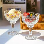 PrimeWorld European Crystal Clear Bowl Dessert Glass Cup Set of 6 pcs for Ice Cream, Sundae, Sweets,Snacks, Fruit, Pudding, Nuts or Dip, Serving Bowl Lead Free and BPA Free etc