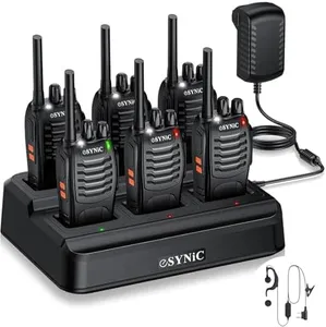 eSynic 6Pack Professional Walkie Talkies for Adults 5KM/3Miles Long Rang Best 16CH Rechargeable VOX Radio Walkie Talkies with Earpieces Wonderful Gifts for Adult Kids etc