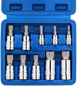 CASOMAN 10PCS 1/4-Inch, 3/8-Inch & 1/2-Inch Drive XZN Triple Square Spline Bit Socket Set, M4-M18, 12 Point Tamper Proof, Cr-V Sockets and S2 Steel Bits