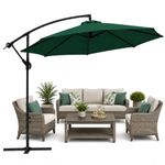 Brandway Luxury Garden Patio Umbrella 10ft Round Outdoor Garden, Poolside & Balcony Big Canopy | Waterproof Super Cloth Fabric | Big Size Cantilever Umbrella for Outdoor Seating, Café & Lawn (2.7 Meter, Green)
