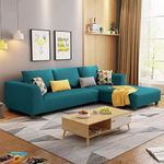 Braxton Mylta RHS 4 Seater L Shape Sofa Set for Living Room (Pine) Premium Velvet Fabric