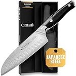 Cutluxe Shinobi Santoku Knife, Damascus Chopping Knife – 7" Japanese Blade, AUS-10 Steel – Razor Sharp Blade, Full Tang, Ergonomic G10 Handle Design