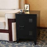 Panana Metal Storage Cabinet Metal File Cabinet Organiser Unit Small Bedside Table Nightstand Side Table for Living Room Bedroom Black