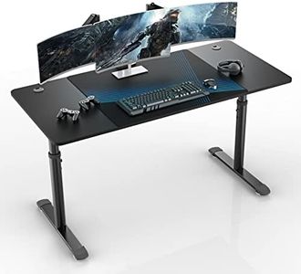 EUREKA ERGONOMIC Manual Height Adjustable Desk 152x66cm Large Computer Desk Office Desk Multi-functional Gaming Desk w Mouse pad Cable Management System