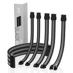 EZDIY-FAB Sleeved Cable-Sleeve Extension Power Supply Cable Kit ATX 24 Pin 8 Pin 6 Pin 4+4 Pin with Combs-Black Grey