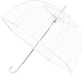 Weather Station Rain Umbrella, Automatic Compact Clear Dome Folding Umbrella, Windproof, Waterproof, Lightweight, and Packable for Travel, Full 52 Inch Arc, White, 52 Inch Arc