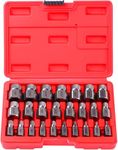 Hetkrishi 25Pcs Screw Extractor Set Hex Head Multi-Spline Easy Out Bolt Extractor Tool, Chrome Molybdenum Alloy Steel Heavy Duty EZ Out Rounded Screw Remover