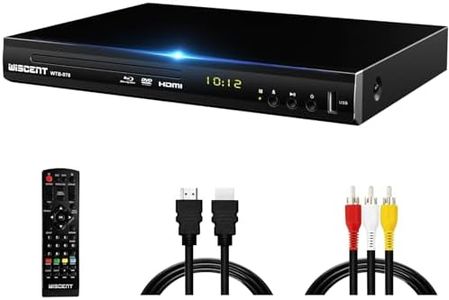 Lecteur Blu-Ray pour TV, Lecteur DVD WISCENT avec Sortie Coaxiale/HDMI/AV, entrée USB, Tous Les DVD etRégion B/2 Disques Blu-Ray, Compact Full HD, Lecteur Blu-Ray 1080p