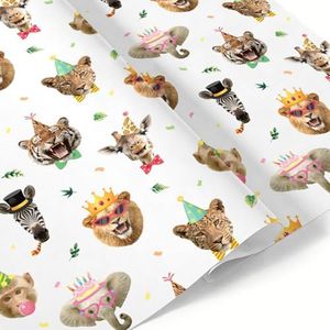 WERNNSAI Party Animal Wrapping Paper - 6 Sheets 19.7” x 27.5” Gift Wrapping Paper for Kids Adults Birthday Gifts Wrap Cute Animal Theme Party Decor Favors Realistic Design