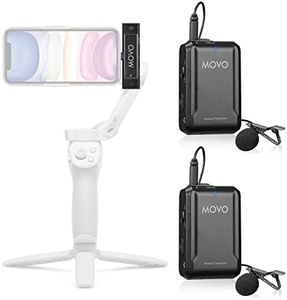 Movo Edge-DI-Duo Wireless Lavalier for iPhone - Perfect Compact Lav Mic for Smartphone Gimbal Stabilizer - Great for Vlogging, Filming, Teachers, and More - Compatible with DJI Osmo OM 4