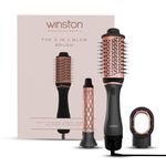 WINSTON 3 in1 Hair Styling Blow Brush Grey – Blow Dryer, Curling Iron, & Volumizing Brush with Adjustable Heat Versatile Hair Tool - 1 Year Warranty
