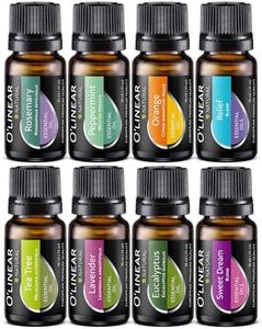 Top 8 Essential Oils Set for Diffuser for Home Aromatherapy Kit with Lavender, Peppermint, Eucalyptus, Tea Tree, Rosemary, Orange, Relief and Sweet Dreams Blends for Humidifiers Natural Pack