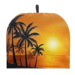 TOADDMOS Palm Tree Sunset Teapot Dust Cover Insulated and Keep Warm Kettle Cover Durable Polyester Fabric Tea Cosy for Teapots