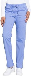 Cherokee WW Professionals WW160 Mid Rise Straight Leg Drawstring Pant Ciel Blue XXS