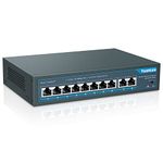 YuanLey 10 Port PoE Switch, 8 PoE Port 100Mbps, 2 Uplink Gigabit, 120W 802.3af/at, Extend Function, Metal Fanless Unmanaged