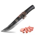 LONGQUAN 6" Boning Knife, Professional Deboning Knife Hand Forged Boning Knife Fillet Caveman Knife Outdoor Cooking for Kitchen Outdoor BBQ Camping - Plastic Handle