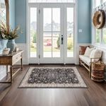 Black Boho Washable Entry Rug, 3x4