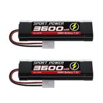 Hilldow 7.2V RC Battery SC NiMH 3600mAh Batteries Rechargeable with Mini Tamiya Connector for 1/8 1/10 RC Car Trucks Remote Control Vehicles LKW Buggy Boats (2 Packs)